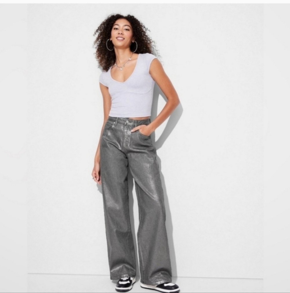 Women's High-Rise Baggy Jeans - Wild Fable Dark Gray 14